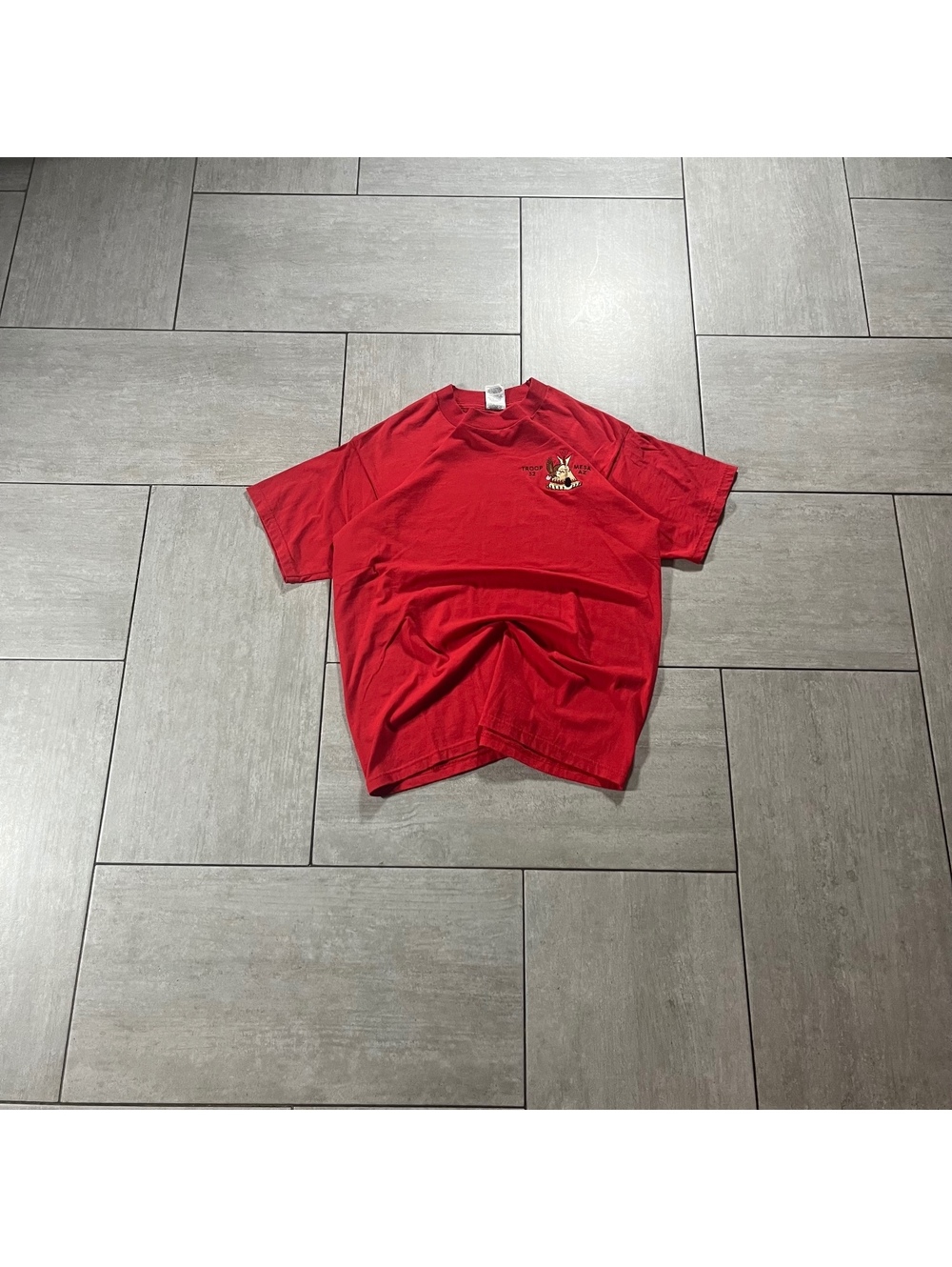 Vintage Fruit of the Loom Red Troop 53 Mesa AZ Embroidered T-Shirt Large